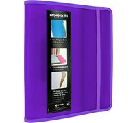 Grafoplás 88200035. Classeur à 4 anneaux, A4, violet, polypropylène, avec rabat latéral, recharge de 100 feuilles, intercalaires et enveloppes transparentes, Multiline.