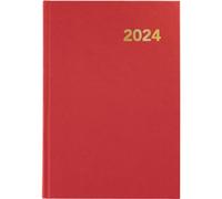 Grafoplás Agenda 2024 à couverture rigide, 1 jour par page, rouge, espagnol, couverture rigide et point de lecture, série Bretagne, 14,5 x 21 cm