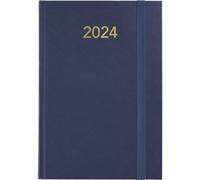 Grafoplás Agenda 2024 économique | Bleu marine | 14,5 x 21 cm | Couvertures rembourrées en vinyle | Caoutchouc de fermeture verticale | Point de lecture | Annuel | Série Florence