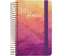 Grafoplás Agenda annuel 2024 A6 | Design Passion | Espagnol | Jour Page | 10,5 x 16,5 cm | Avec spirale | Couverture rigide doublée en tissu imprimé| Fermeture élastique | Parfait pour gérer votre
