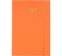Grafoplás | Agenda annuel Jour Page 2024 | Orange | 14,5 x 21 cm | Couvertures en vinyle | Caoutchouc Vertical | Point de Lecture | Série Florence