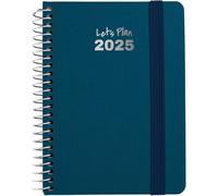 Grafoplás Agenda annuel semainier 2025 a6 à spirale, couverture rigide doublée en tissu, fermeture élastique, avec autocollants, modèle fantaisie, certifié FSC