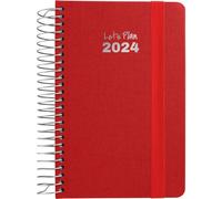 Grafoplás | Agenda Petit Semaine Vue 2024 | Rouge | A6 | Espagnol | Spirale | Couverture rigide doublée Tissu | Fermeture élastique | De Janvier à Décembre Année 24 | Série Fancy | Parfait pour gérer