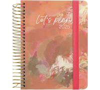 Grafoplas Agenda semainier 2025 A6 Modèle Design Dreams Spirale Couverture rigide doublée tissu Fermeture élastique Avec autocollants icônes et messages FSC