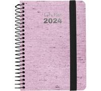 Grafoplás | Agenda Spirale Petit 2024 A6| Ecojeans Rose | Espagnol | Semaine vue | 10,5 x 14,9 cm | Spirale | Couvercle Dur Doublé Denim Recy ermeture élastique | Parfait pour planifier votre