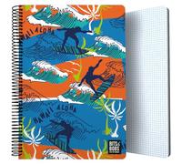 Grafoplás Cahier à couverture en plastique 80 feuilles quadrillées 4 x 4 90 g | Format folio | Spirale | Fermeture sécurité Coil Lock | Collection Design Bits&Bobs Pop Up Design Hawaii | Certifié FSC