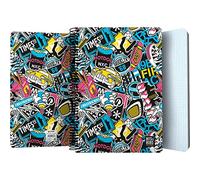 Grafoplás | Cahier à couverture en plastique | 80 feuilles quadrillées 4 x 4 90 g | Taille Folio | Spirale | Collection Design Bits&Bobs Pop Up Design New York | Certifié FSC