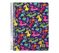 Grafoplas | Cahier Quatrième | 80 feuilles quadrillées 4 x 4 90 g | Couvercle en plastique | Spirale | Collection Design Bits&Bobs Pop Up Design Dogs Party | Certifié FSC