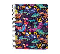 Grafoplas | Cahier Quatrième | 80 feuilles quadrillées 4 x 4 90 g | Couvercle en plastique | Spirale | Collection Design Bits&Bobs Pop Up Design Dragons | Certifié FSC