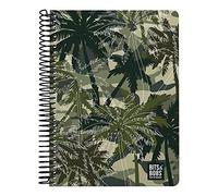 Grafoplás | Cahier Quatrième | 80 feuilles quadrillées 4x4 90g | Couvercle en plastique | Spirale | Collection Design Bits&Bobs Pop Up Design Palms | Certifié FSC