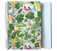 Grafoplás | Carnet en plastique | 80 feuilles quadrillées 4 x 4 90 g | Taille Folio | Spirale | Collection Design Bits&Bobs Pop Up Design Bugs | Certifié FSC