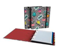 Grafoplas - Carpesano 4 anneaux A4, Carpebook Elena Corredoira Random, avec recharge quadrillée 5 x 5 90 g, séparateurs, enveloppe transparente, dos incurvé ergonomique, parfait matériel scolaire