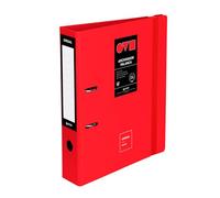 Grafoplas Classeur 2 anneaux A4, levier 65 mm, Unequal mini rouge, Polyfoam, ouverture 360, résistant et ultra léger, œillet et porte-cartes, fermeture élastique élastique, couvercles en plastique