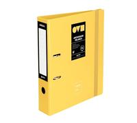 Grafoplas Classeur 2 anneaux A4, levier 65 mm, Unequal Minimal jaune, Polyfoam, ouverture 360, résistant et ultra léger, œillet et porte-cartes, fermeture élastique élastique, couvercles en plastique