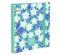 Grafoplas Classeur 4 anneaux A4 avec recharge, séparateurs, planner, autocollants et enveloppe transparente, Mint, Carpebook Polyfoam Unequal Pop Up Design, résistant et ultra léger, ouverture 360