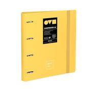 Grafoplas Classeur 4 anneaux A4 en polyfoam résistant et ultra léger Jaune Avec recharge, séparateurs et enveloppe Parfait pour organiser les fournitures scolaires