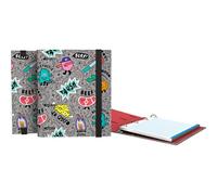 Grafoplas Classeur 4 anneaux A5, Carpebook Elena Corredoira Random, avec recharge quadrillage 5 x 5 bord couleur 90 g, séparateurs et enveloppe, anneaux ronds 25 mm, tranche incurvée ergonomique