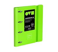 Grafoplas Classeur 4 anneaux A5 en polyfoam résistant et ultra léger Vert Avec recharge 25 mm Idéal pour organiser les fournitures scolaires
