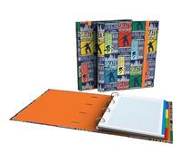 Grafoplás Classeur 4 anneaux avec recharge A4 | Comprend 100 feuilles quadrillées 5 x 5 | Intercalaires | Enveloppe transparente | Carpebook Skate Bits&Bobs Pop Up Design | Dos ergonomique