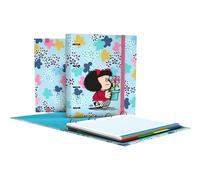 Grafoplás Classeur 4 anneaux avec recharge a4 | Mafalda Lively | Comprend 100 feuilles quadrillées 5 x 5 | Intercalaires et enveloppes avec fermeture | Dos incurvé ergonomique | Carpebook | Parfait