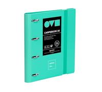 Grafoplas Classeur à 4 anneaux A4, en polyfoam, résistant et ultraléger, menthe miniature, avec recharge, séparateurs et enveloppe, parfait pour organiser les fournitures scolaires