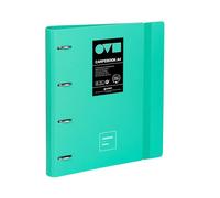 Grafoplas Classeur à 4 anneaux A5, en polyfoam, résistant et ultraléger, Unequal Minimal Mint, avec recharge, anneaux ronds de 25 mm, parfait pour organiser les fournitures scolaires