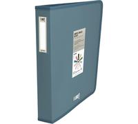 Grafoplas - Classeur à 4 anneaux en plastique, A4+, bleu foncé, collection Papeterie Like, polypropylène semi-rigide opaque, anneaux en forme de D 40 mm, capacité supplémentaire documents DIN A4 et