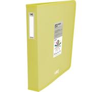 Grafoplas - Classeur à 4 anneaux en plastique, A4+, jaune, collection Papeterie Like, polypropylène semi-rigide opaque, anneaux en forme de D 40 mm, capacité supplémentaire documents DIN A4 et format