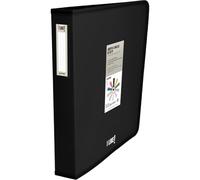 Grafoplas Classeur à 4 anneaux en plastique, A4+, noir, collection Papeterie Like, polypropylène semi-rigide opaque, anneaux en forme de D 40 mm, capacité supplémentaire documents DIN A4 et format