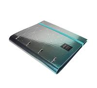 Grafoplás Classeur à 4 anneaux quadrillés 12,7 x 12,7 cm, 90 g, A4, finition métal noir uni, avec intercalaires et enveloppe transparente