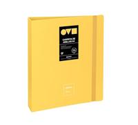 Grafoplas Classeur à anneaux A4, 4 anneaux D 40 mm, jaune, ouverture 360 °, résistant et ultra léger, recyclable, parfait pour classer des documents scolaires