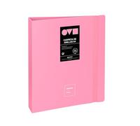 Grafoplas Classeur à anneaux A4, 4 anneaux D 40 mm, rose, ouverture à 360 °, résistant et ultra léger, recyclable, parfait pour classer des documents scolaires et de bureau