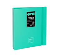Grafoplas Classeur à anneaux A4, 4 anneaux D 40 mm, vert menthe, ouverture à 360°, résistant et ultra léger, recyclable, parfait pour classer des documents scolaires et de bureau