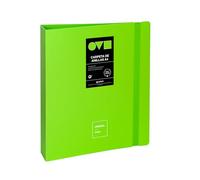 Grafoplas Classeur à anneaux A4, 4 anneaux D 40 mm, vert, ouverture à 360°, résistant et ultra léger, recyclable, parfait pour classer des documents scolaires et de bureau