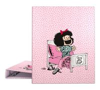 Grafoplás Classeur à anneaux A4 | Mafalda Morning | 4 anneaux mixtes 25 mm | Doux au toucher | Certifié FSC | Couverture rigide | Parfait matériel scolaire