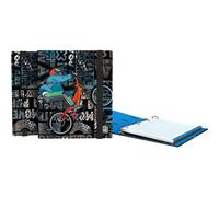 Grafoplás Classeur à anneaux A5 | Carpebook Cross Bits&Bobs | Comprend recharge quadrillage 5 x 5 bord couleur | Dos incurvé ergonomique | 4 anneaux ronds 25 mm | Certifié FSC | Papeterie scolaire