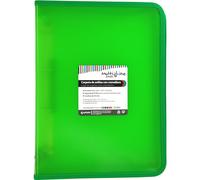 Grafoplás Classeur à anneaux avec fermeture éclair A4+ Vert | Multiline | 4 anneaux mixtes 25 mm | Couverture en polypropylène rayé vertical | Capacité supplémentaire pour feuilles de papier format