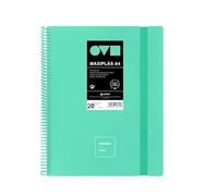 Grafoplas Classeur à pochettes en plastique A4 20 pochettes transparentes Couverture rigide en Polyfoam Résistant et ultra léger Couleur menthe Spirale PVC Unequal Minimal Parfait pour documents