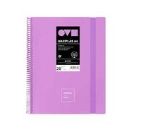 Grafoplas Classeur à pochettes en plastique A4 20 pochettes transparentes Couverture rigide en Polyfoam Résistant et ultra léger Couleur lavande Spirale PVC Unequal Minimal Parfait pour documents