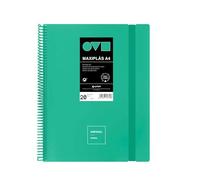 Grafoplas Classeur à pochettes en plastique A4 20 pochettes transparentes Couverture rigide en Polyfoam Résistant et ultra léger Turquoise Spirale PVC Idéal pour documents