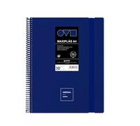 Grafoplas Classeur à pochettes en plastique A4 30 pochettes transparentes Couverture rigide en Polyfoam Résistant et ultra léger Bleu Spirale PVC Idéal pour documents