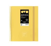 Grafoplás Classeur à pochettes en plastique A4 40 doublures transparentes Couverture rigide en polyfoam Résistant et ultra léger Jaune Spirale PVC Idéal pour documents