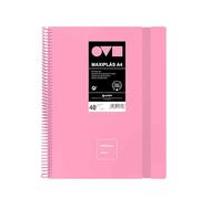 Grafoplas Classeur à pochettes en plastique A4, 40 doublures transparentes, couverture rigide en polyfoam, résistant et ultra léger, couleur rose, spirale PVC, idéal pour documents