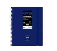 Grafoplas Classeur à pochettes en plastique A4 40 pochettes transparentes Couverture rigide en Polyfoam Résistant et ultra léger Bleu Spirale PVC Idéal pour documents