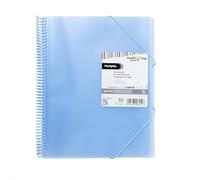 Grafoplás Classeur à pochettes en plastique A4 Bleu clair 50 pochettes en polypropylène Extra Couverture souple Spirale PVC Maxiplás Multiline Parfait comme matériel scolaire et de bureau