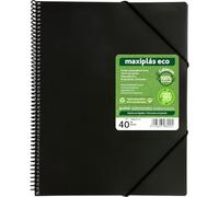 Grafoplás Classeur à pochettes en plastique A4 Maxiplás Eco | 40 pochettes transparentes en polypropylène 90% recy ouvertures souples 100% recy s | Comprend une enveloppe | Fermeture