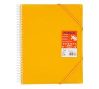 Grafoplas - Classeur à pochettes en plastique A4, maxiplás XS, 50 doublures transparentes, polypropylène standard, couleur moutarde, spirale PVC, parfait pour classer du matériel scolaire et de bureau