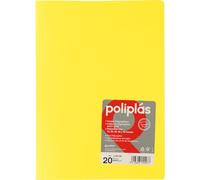 Grafoplas - Classeur à pochettes transparentes A4, jaune, 20 doublures en polypropylène, série polyplas opaque, fabriquées en Espagne, couverture souple, parfaite pour classer des documents et des