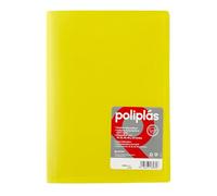Grafoplas - Classeur à pochettes transparentes A4, jaune, 50 doublures en polypropylène, série polyplas opaque, fabriquées en Espagne, couverture souple, parfaite pour classer des documents et des