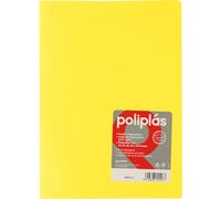 Grafoplas - Classeur à pochettes transparentes, format folio, jaune, 50 doublures en polypropylène, série polyplas opaque, fabriquées en Espagne, couverture souple, parfaite pour classer des documents